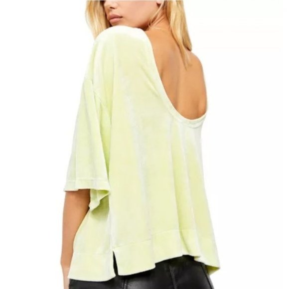 NWT FREE PEOPLE Valerie Elbow Sleeve Velvet Top  L - Picture 2 of 3